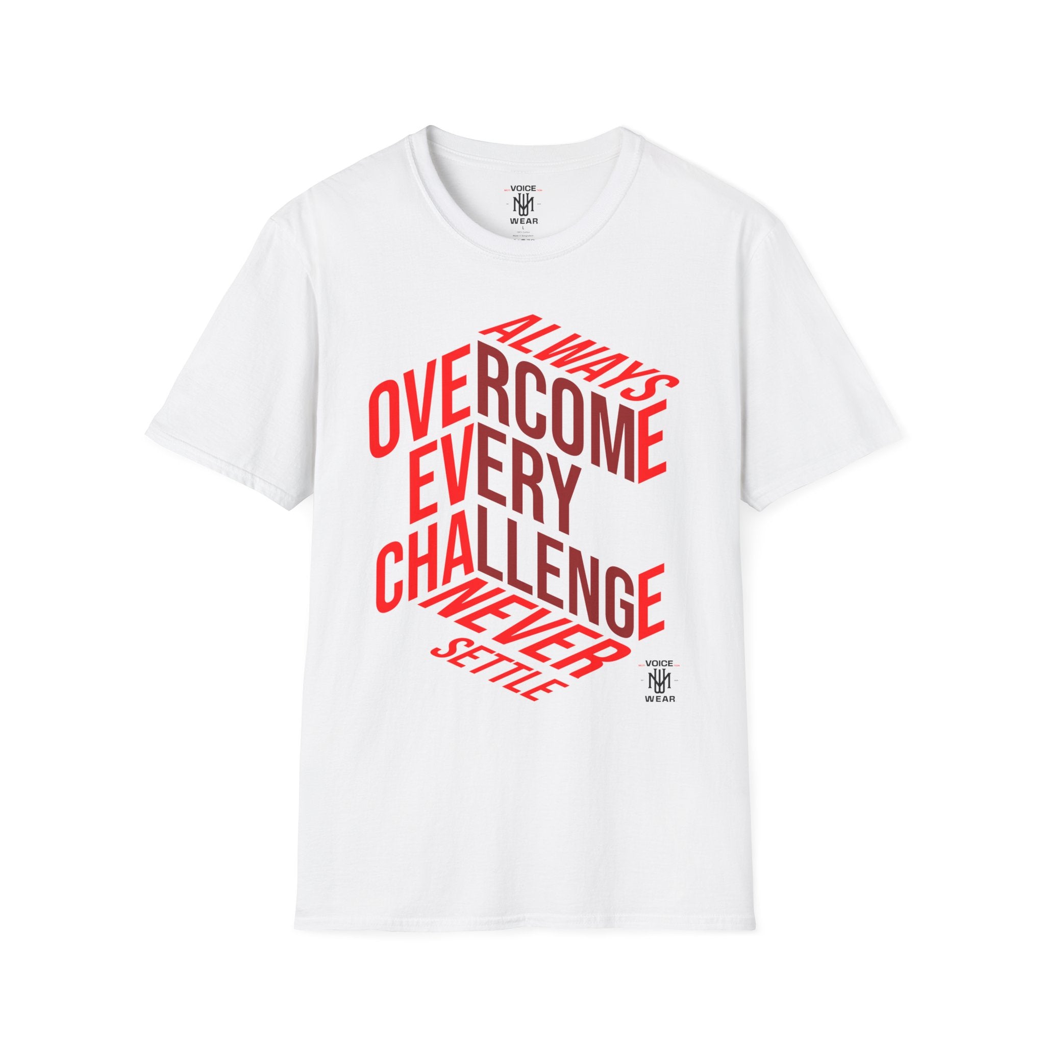 "Overcome Every Challenge (Red)" - "moti-Voice-tion Wear" T-Shirt