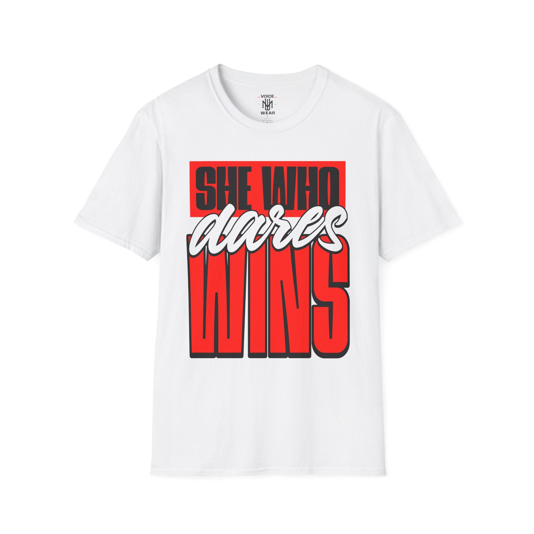 "She Who Dares Wins" - "moti-Voice-tion Wear" T-Shirt