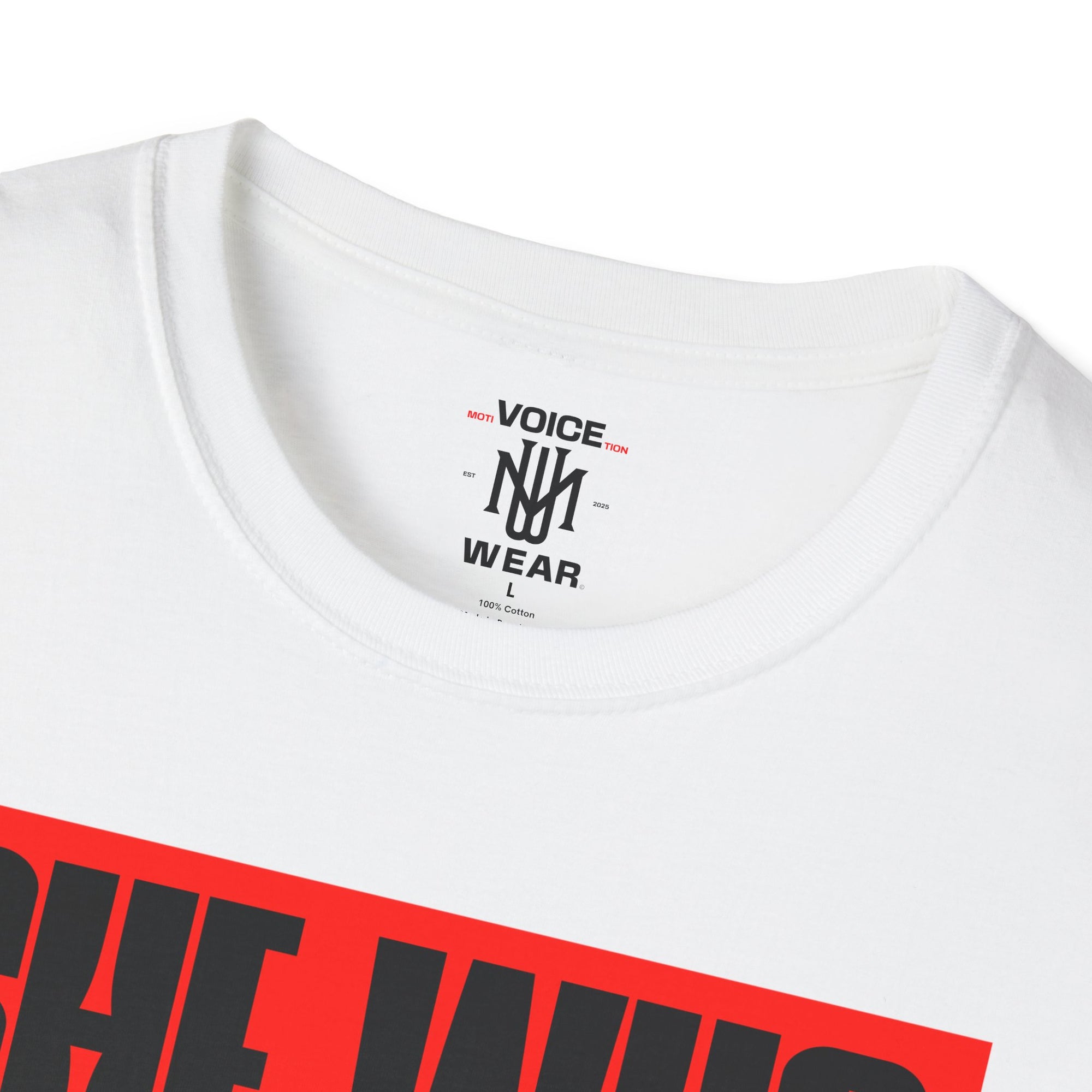 "She Who Dares Wins" - "moti-Voice-tion Wear" T-Shirt