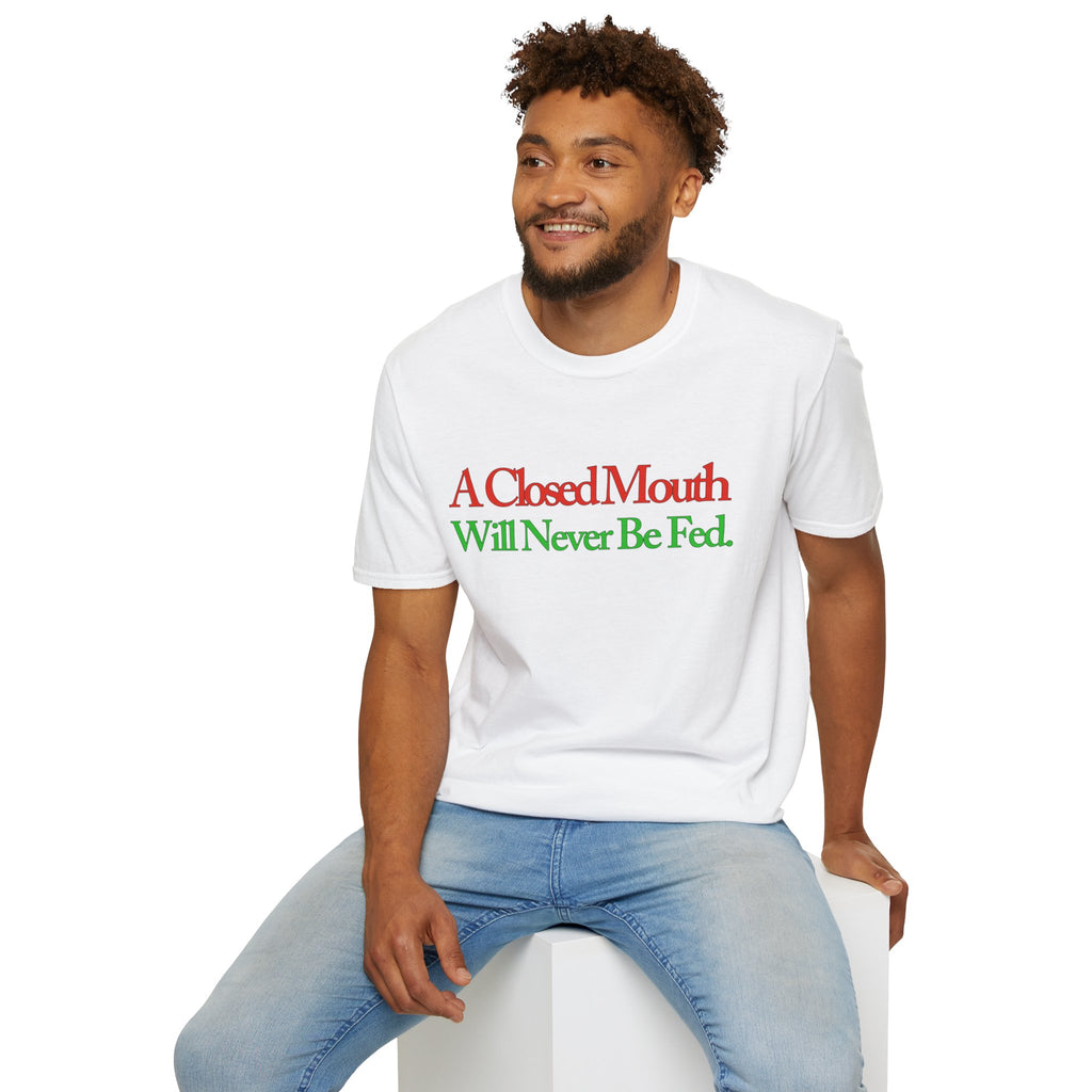 "A Closed Mouth" - "moti-Voice-tion Wear" T-Shirt