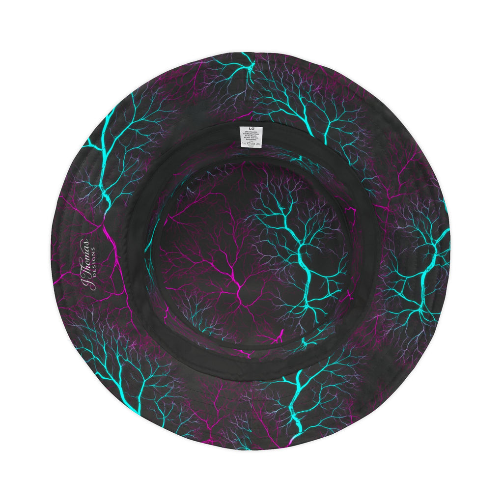 "All-Over Print" Neon Lightning Bucket Hat