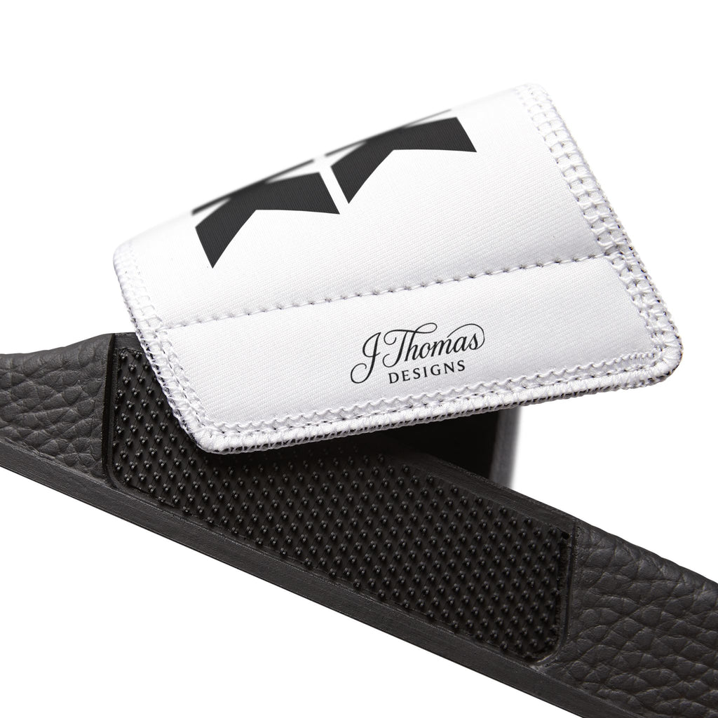 "All-Over Print" - Thick Chick Men's Removable-Strap Sandals - White