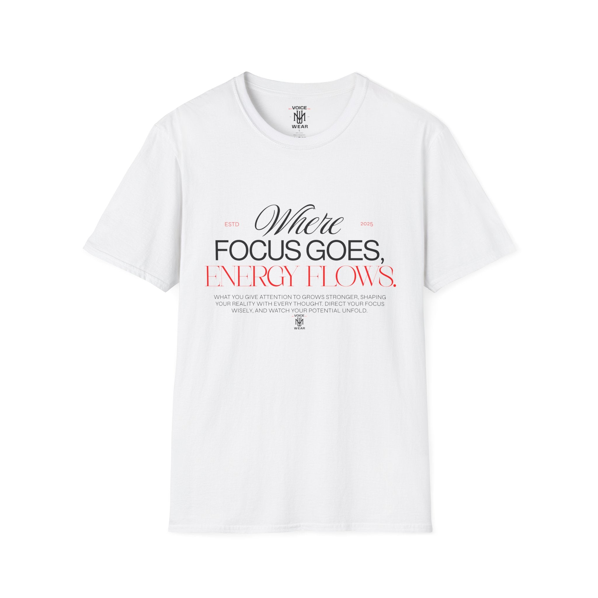 "Where Focus Goes" (Red) - "moti-Voice-tion Wear" T-Shirt