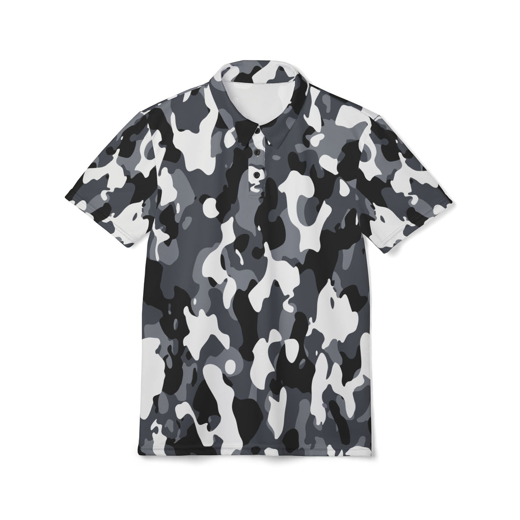 "All-Over Print" Gray Camo Unisex Polo Shirt