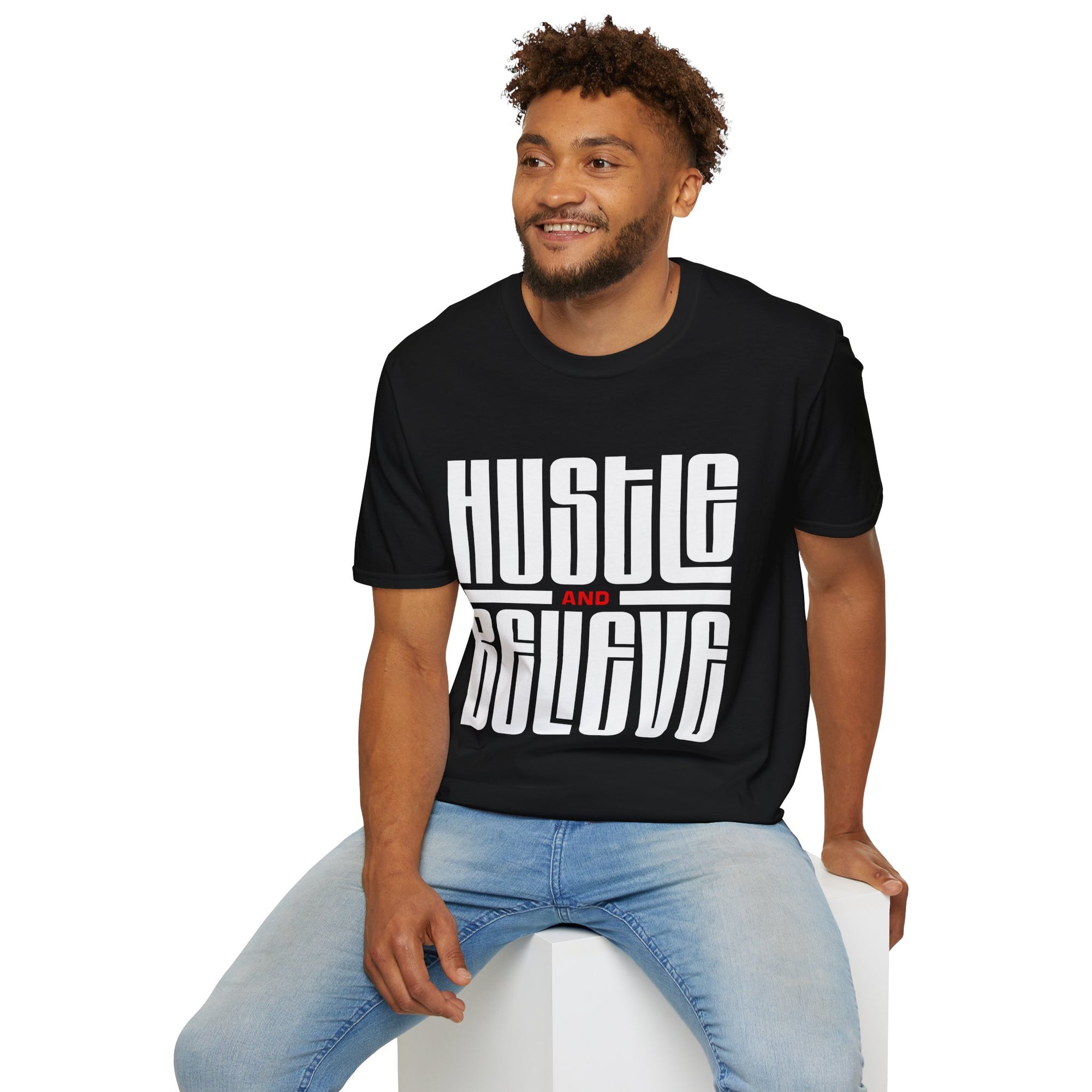 "Hustle and Believe" - "moti-Voice-tion Wear" T-Shirt