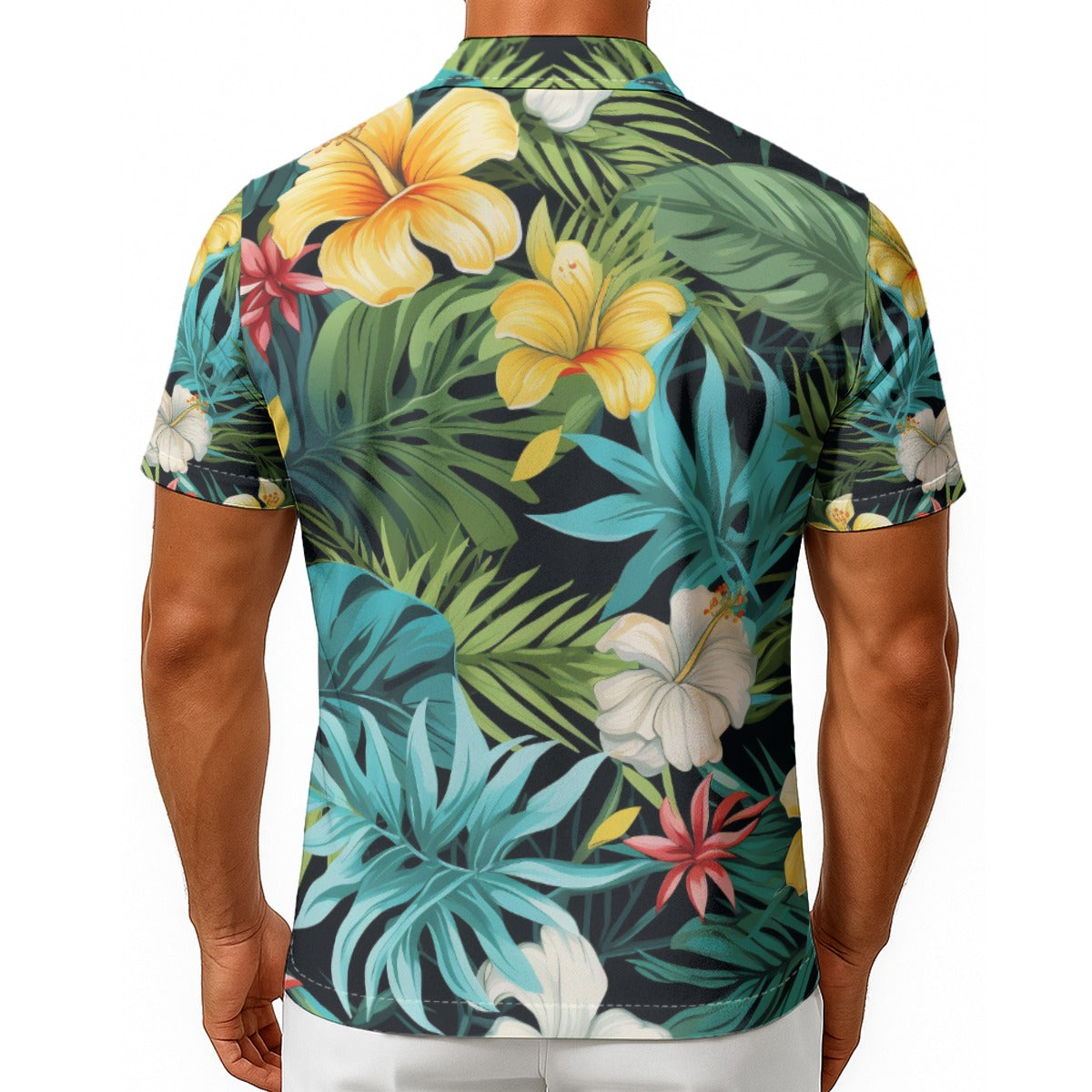 "All Over Print" Men's Hawaiian Shirt With Button Closure
