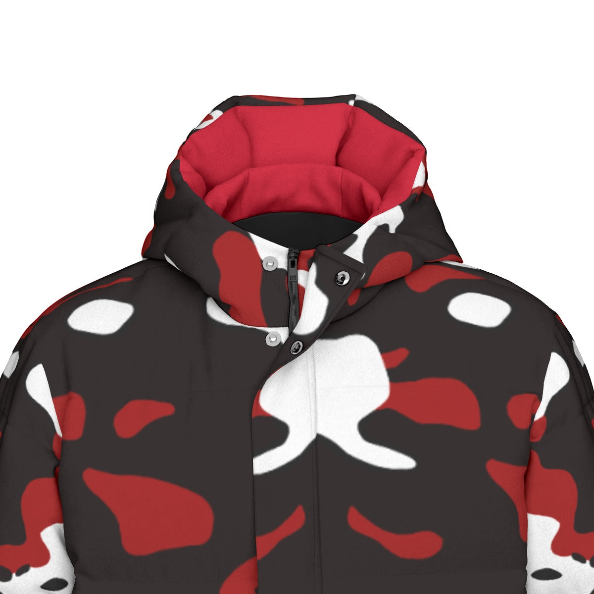 "All Over Print" Red Unisex Long Down Jacket
