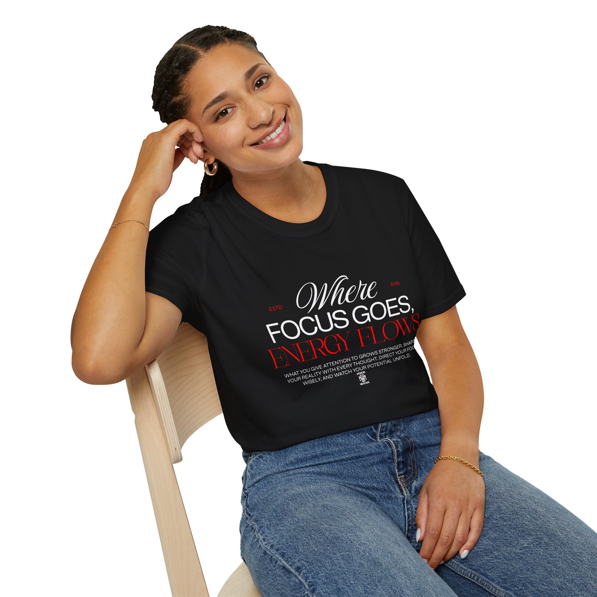 "Where Focus Goes" (Red) - "moti-Voice-tion Wear" T-Shirt