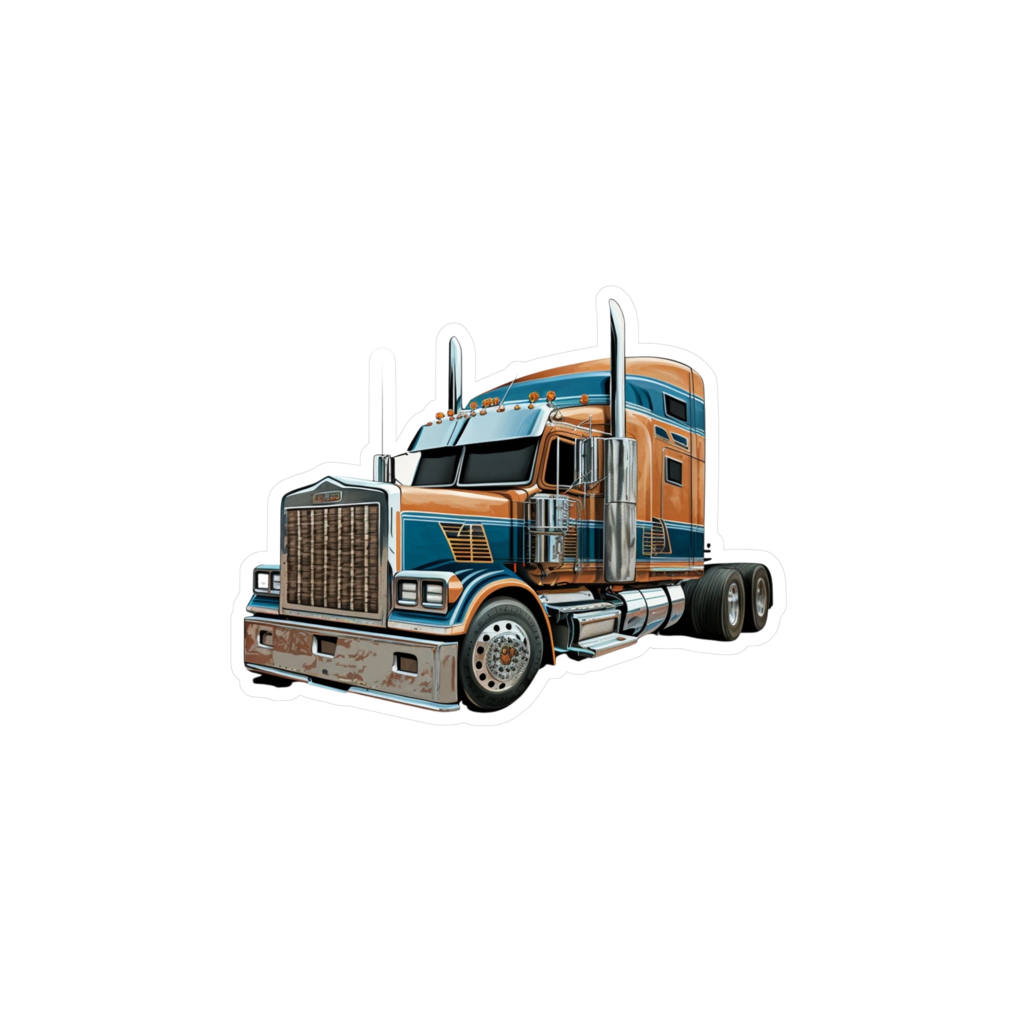 Blue & Gold Semi Truck Vinyl Decal
