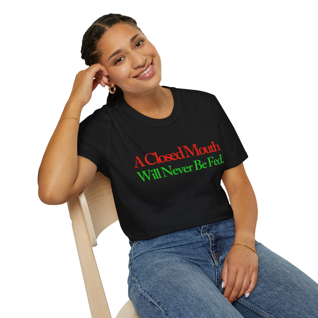 "A Closed Mouth" - "moti-Voice-tion Wear" T-Shirt