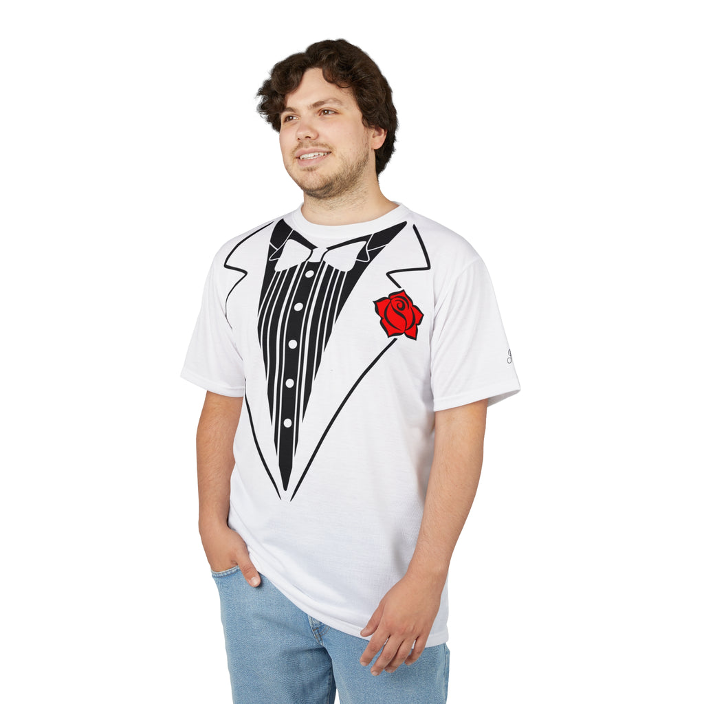 "All-Over Print" White Tux T-Shirt - #152