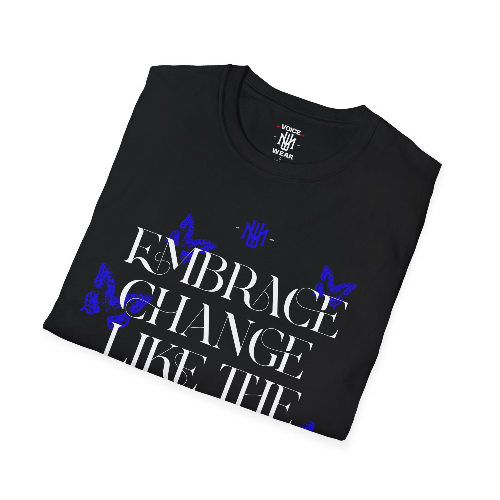 "Embrace Change" - Blue - "moti-Voice-tion Wear" T-Shirt