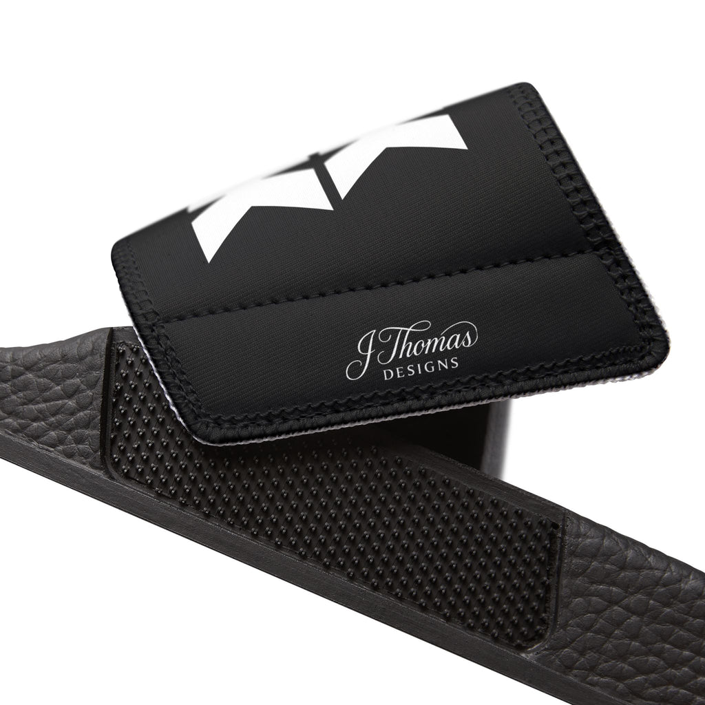 "All-Over Print" - Thick Chick Men's Removable-Strap Sandals - Black