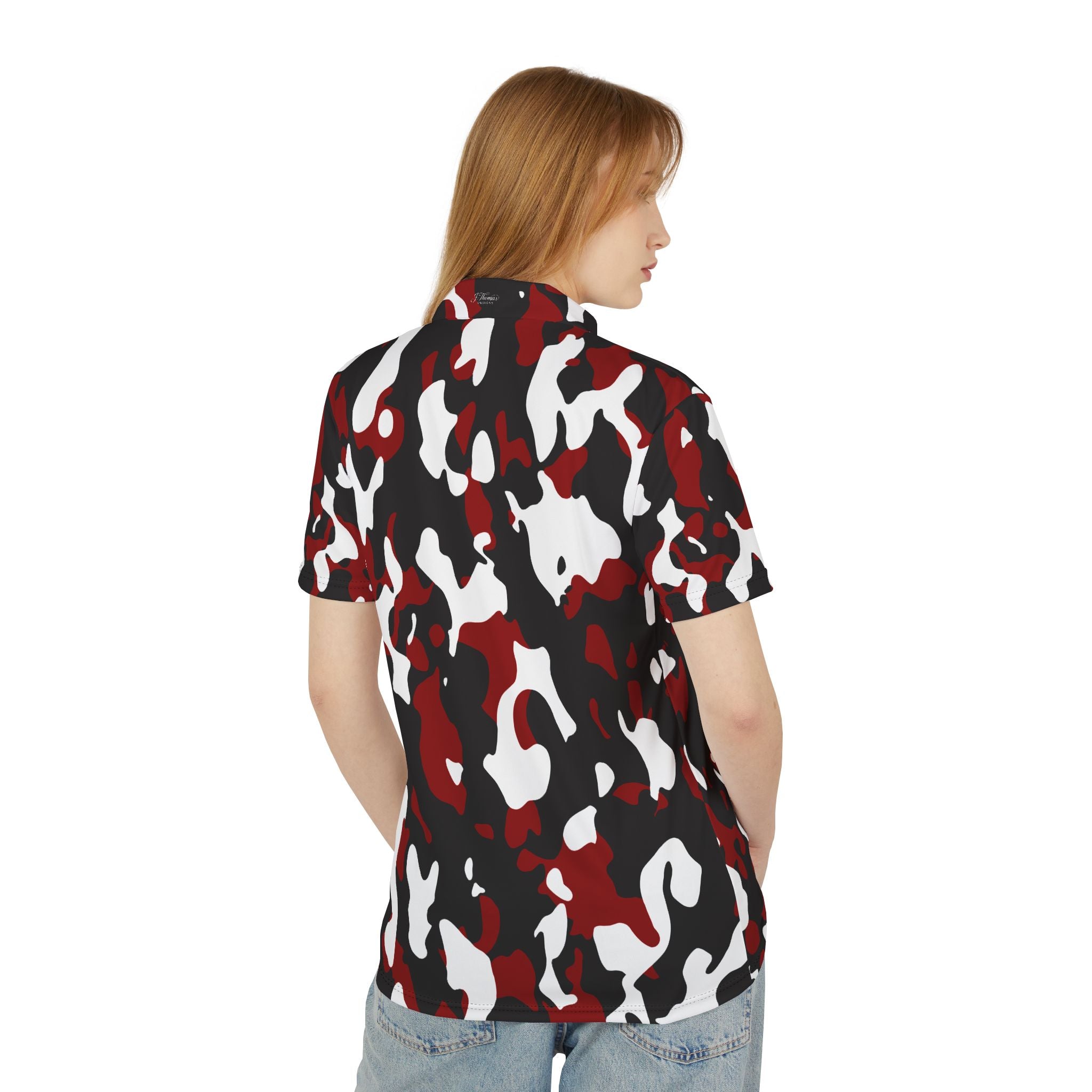 "All-Over Print" Burgundy Camo Unisex Polo Shirt