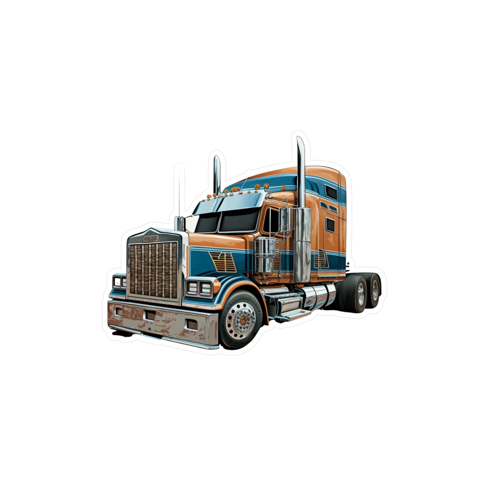 Blue & Gold Semi Truck Vinyl Decal