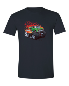 Monster Truck-Car With Flames - Black