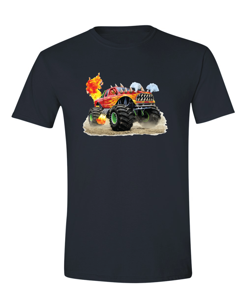 Monster Truck With Flames - Black